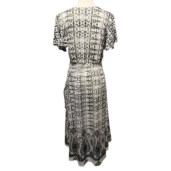 One World Live & Let Live Boho Faux Wrap Flutter Sleeve Dress PL / Petite Large - Picture 3 of 8